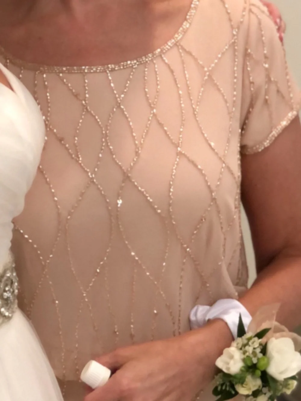 Adrianna Papell Blush  Beaded Dress- Mother of the Bride- Wedding Guest